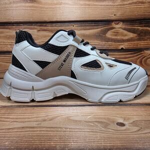 Steve Madden Clydie Sneakers Size 7M – White Tan Black Chunky Trainer Look